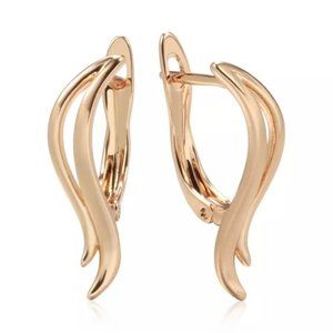 585 Rose Gold Plated Leaf Earring